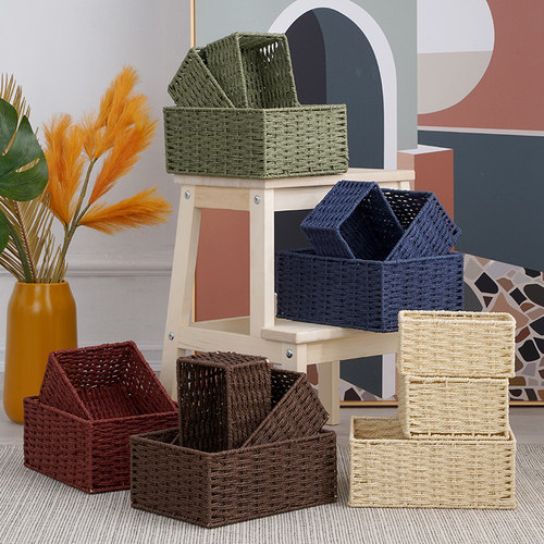 田然居手工编织桌面收纳盒