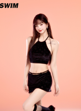 分体泳衣黑色女士抹胸挂脖2025新款露背小胸微胖显瘦泡温泉泳池