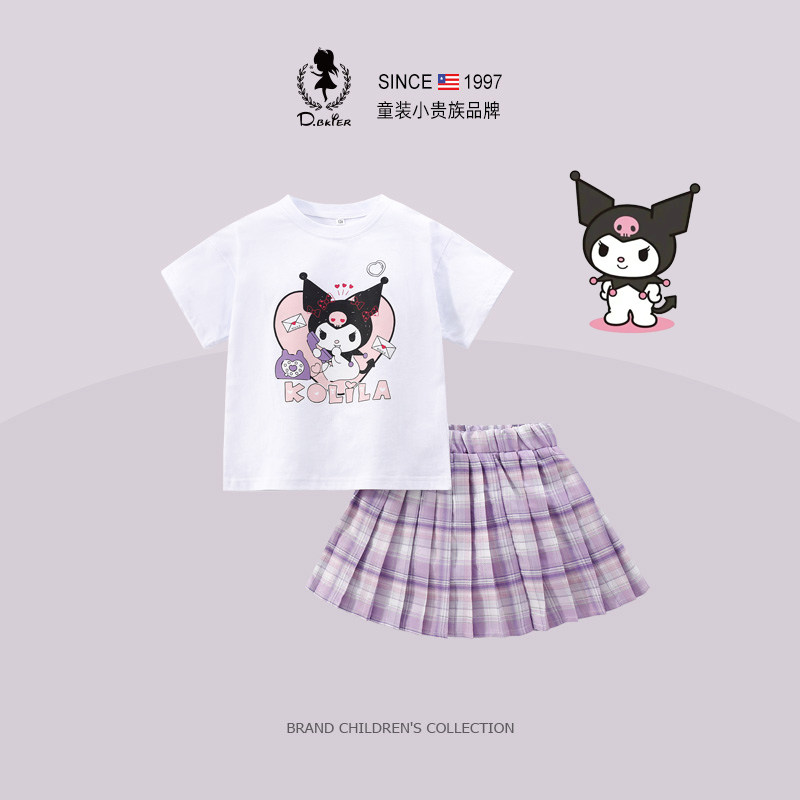 Deer Bell女童套装夏季2026新款库洛米衣服短裙二件套儿童jk制服