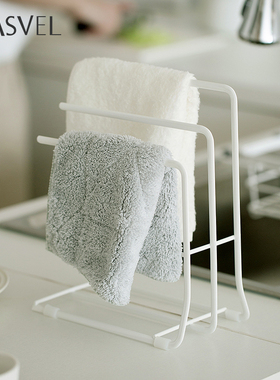 日本asvel厨房抹布置物架洗碗布挂杆台面立式擦手毛巾架子沥水架