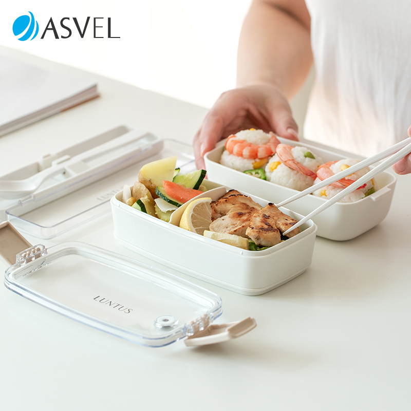 日本asvel饭盒可微波炉加热分隔