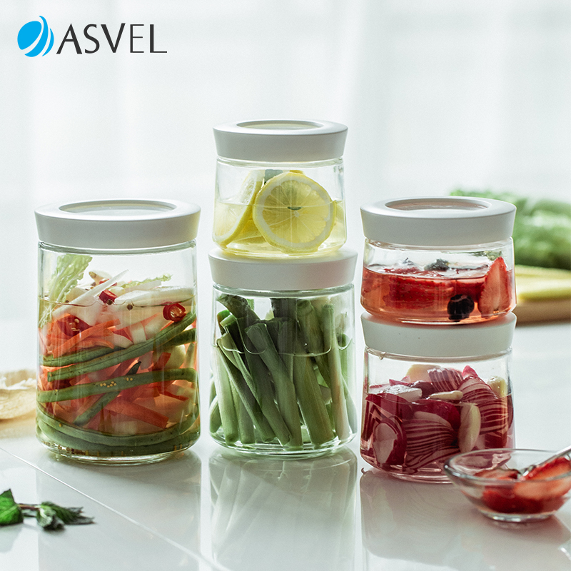 密封罐日本ASVEL玻璃家用泡菜坛子蜂蜜泡酒腌咸菜空瓶收纳储物罐