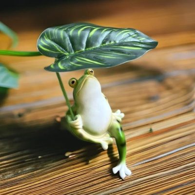 造景乘布置青蛙阳台鱼缸花园创意伞凉撑摆设仿真动物庭院装饰摆件