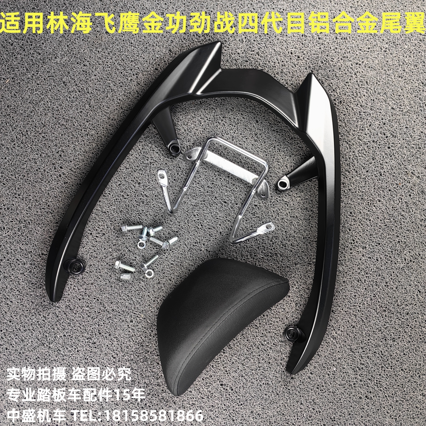 适用林海飞鹰金功劲战四五代目摩托车油改电铝合金尾翼后货架靠背