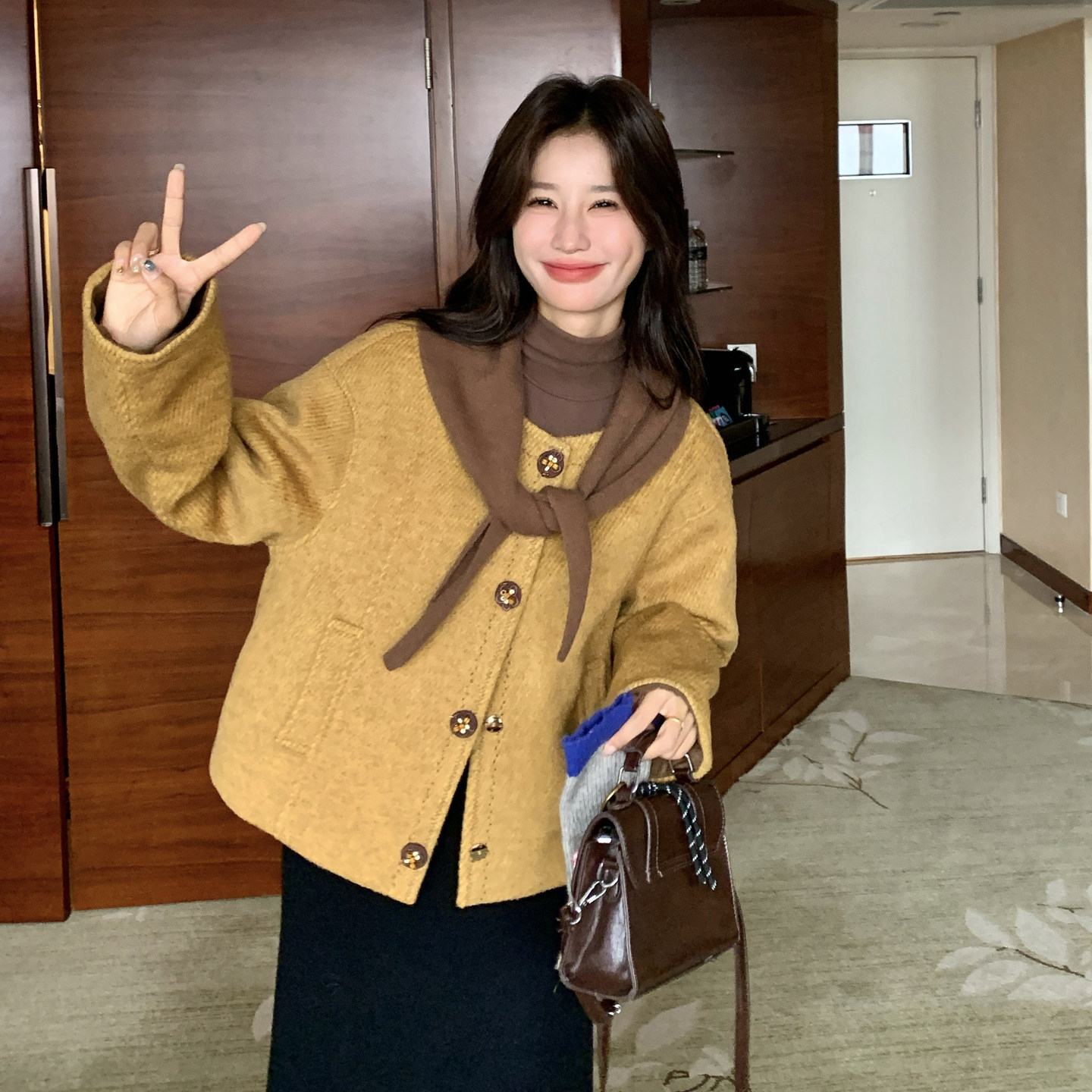 【有现货】【配披肩】时尚加厚90羽绒服毛呢外套女8958-P275-K408,女装毛呢外套,浙宝176（原073）
