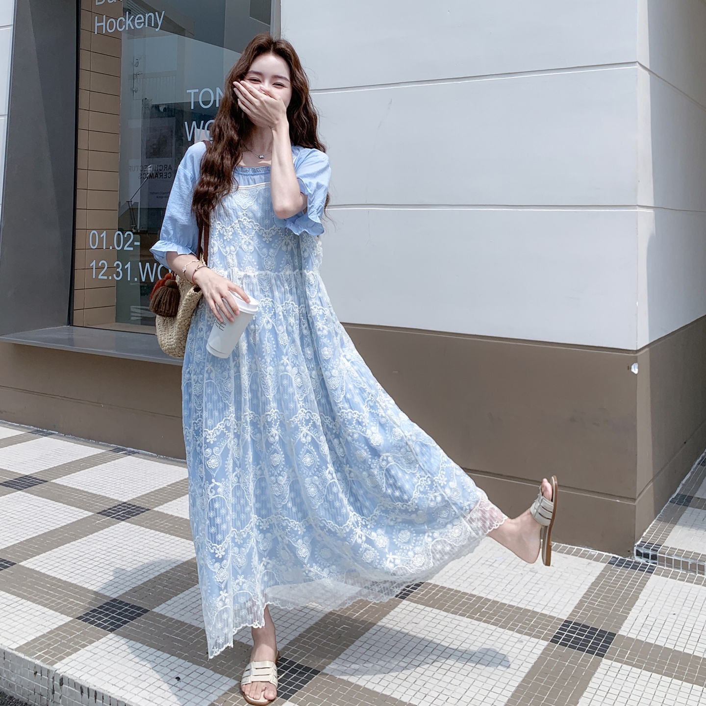 【数据好】【主推款】时尚罩衫连衣裙两件套夏新款8873-P160-K238，女装连衣裙，浙宝176（原073）