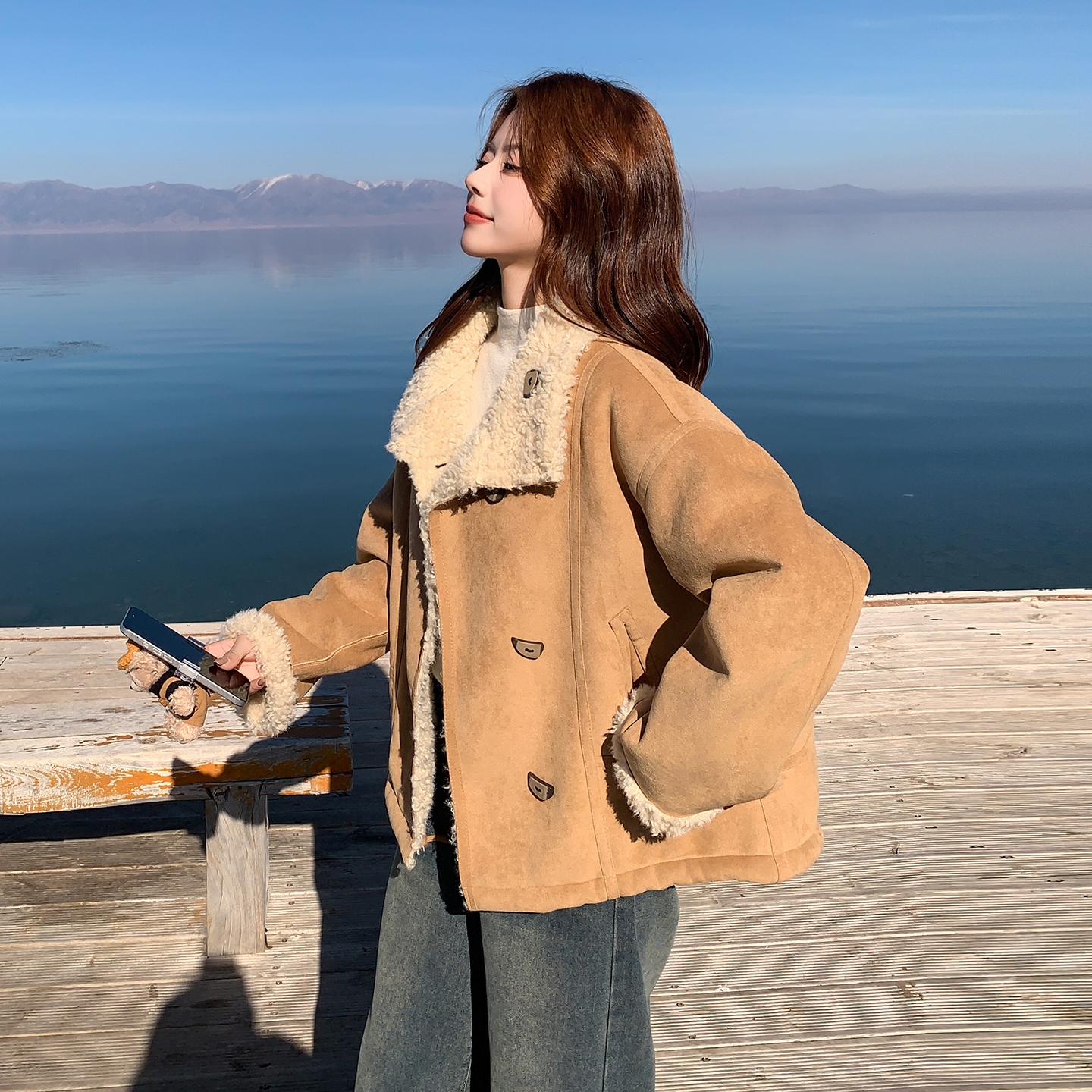 【有现货】【主推款】双面穿羊羔毛皮毛一体外套女8968-P195-K298，女装短外套，浙宝176（原073）