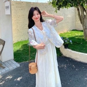 2025新款绝美穿搭独特漂亮温柔风两件套甜美小香风连衣裙套装女夏