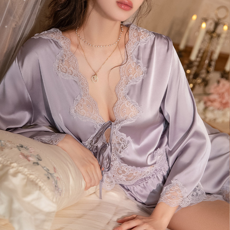 睡衣性感女纯欲紫色家居服套装