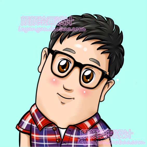 真人照片转手绘q版歪脖体t画像卖萌夸张漫画设计个性头像卡通形象