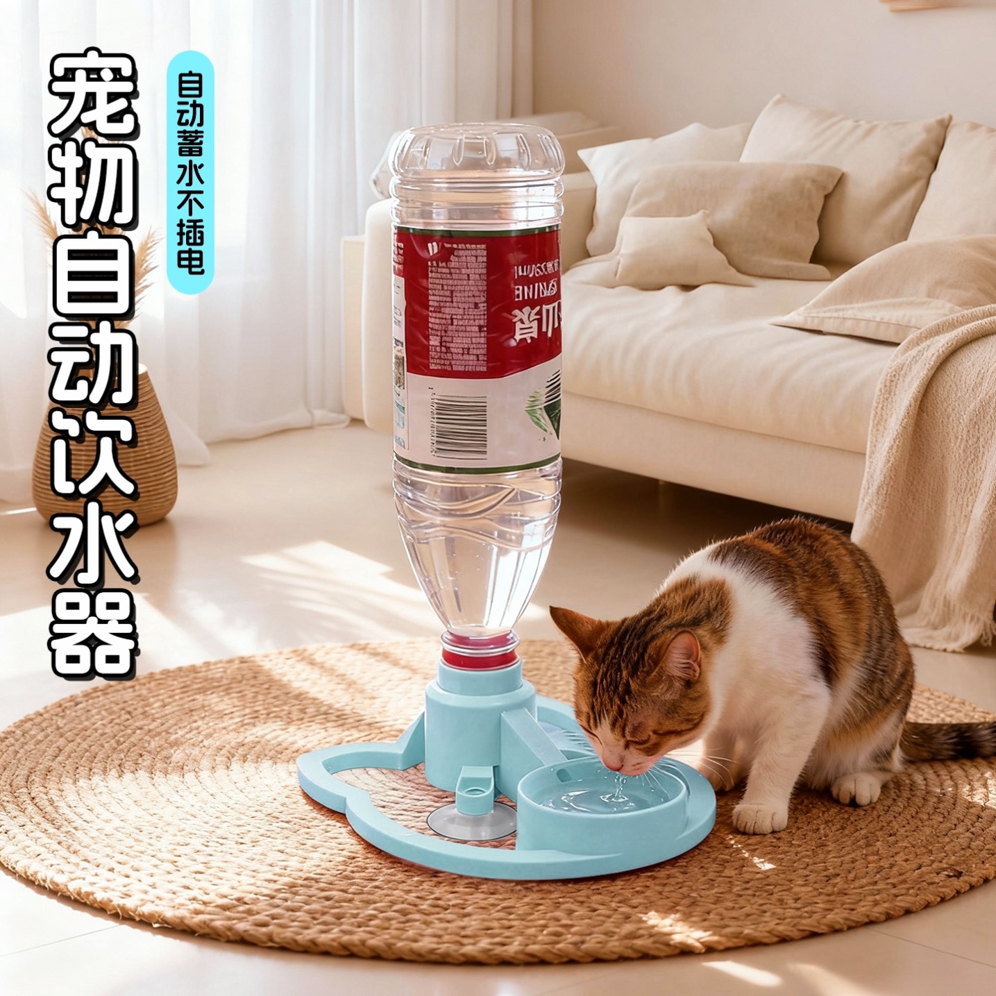 猫咪饮水机宠物自动饮水机不插电宠物碗便携矿泉水瓶猫咪喂水器
