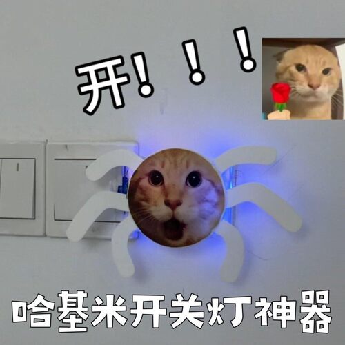 哈基米开关灯神器蜘蛛造型曼波宿舍声控灯关灯玩具语音控制可充电