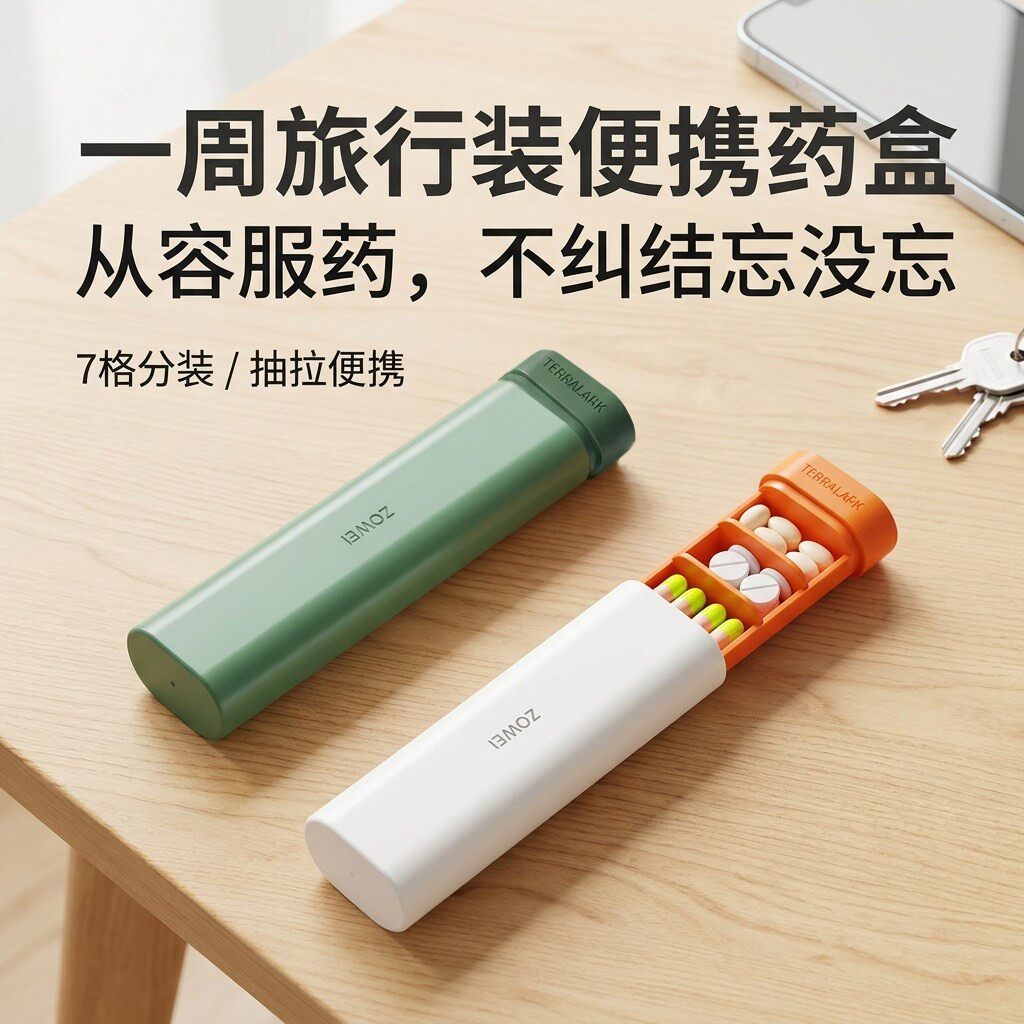 药盒一周七天分药器迷你装药吃药提醒药品药物随身便携分装小盒子