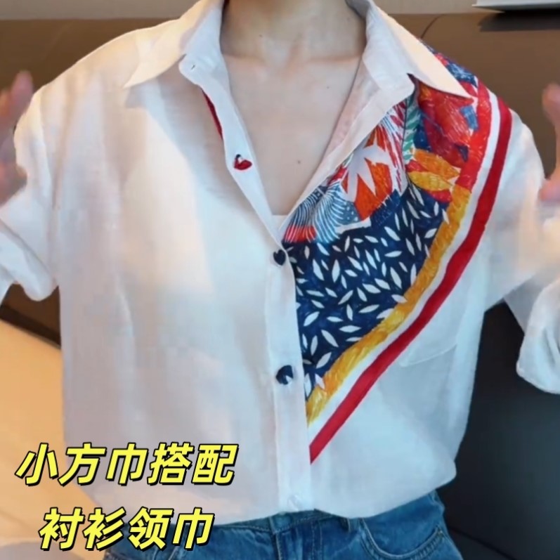 丝巾方巾披肩头巾领巾围巾百搭装饰复古韩版拍照搭配衬衫小披肩