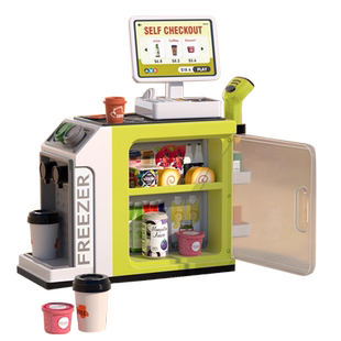 儿童声光超市售货台套装仿真购物刷卡扫描收银台过家家超市玩具