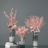 棉花兔尾情人草桌子摆件干花花束装 饰摆件花瓶客厅摆设大束真花枝