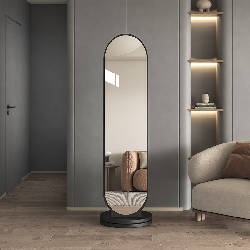 旋转全身挂衣架穿衣镜一体小户型角落高级感镜子可移动立体落地镜