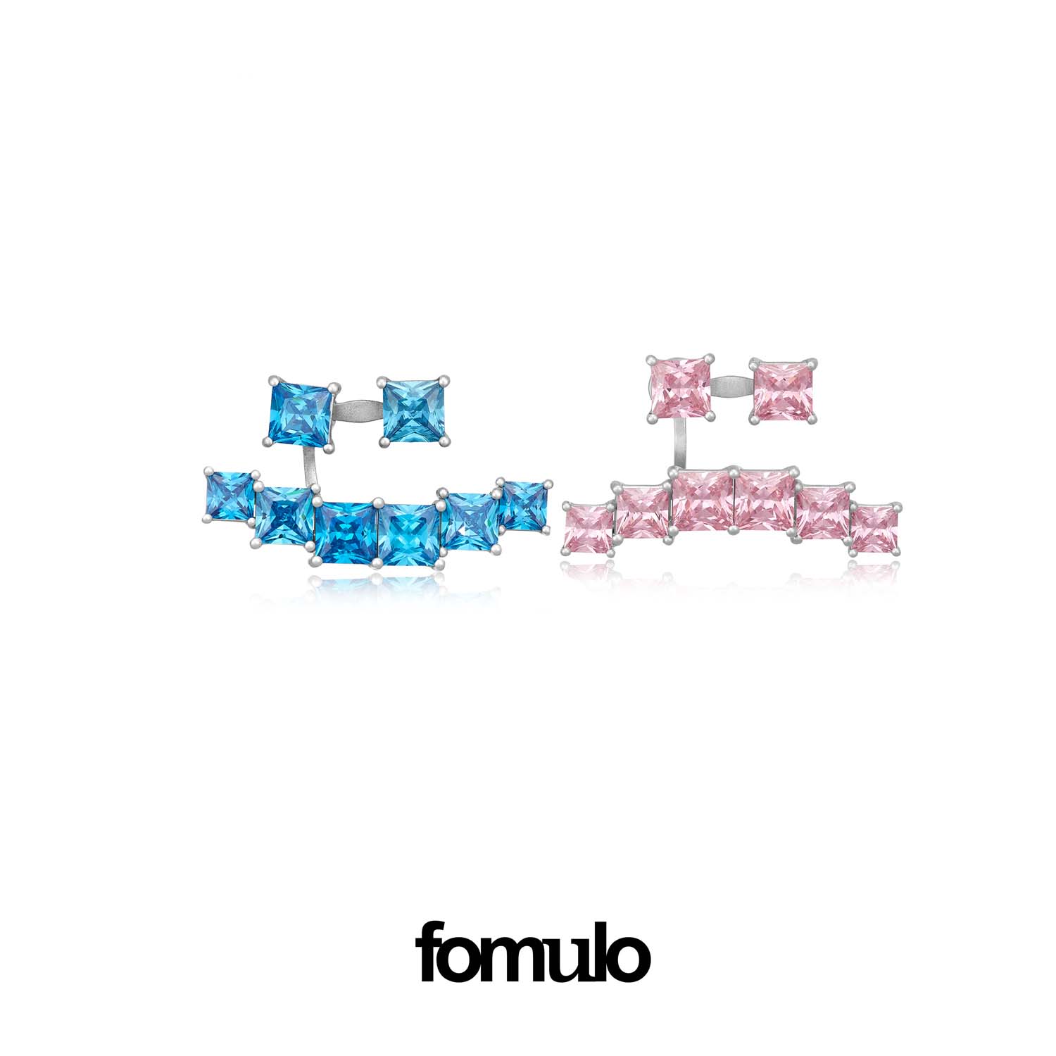 fomulo culture系列“开心与伤心”emoticon锆石耳钉 - 实物图