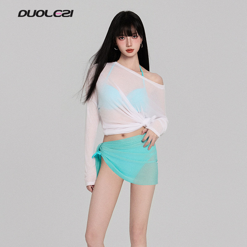 朵乐滋泳衣女2025新款高级感分体性感纯欲海边度假四件套裙式泳装