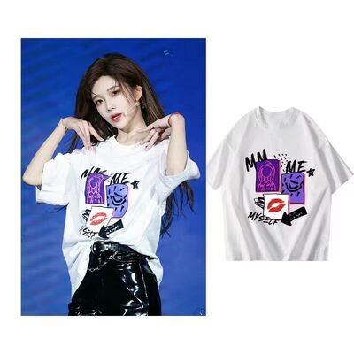 snh48沈梦瑶同款衣服张昕郑丹妮t恤短袖女宽松甜酷ins街头设计感