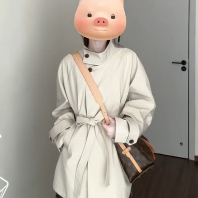 韩系撞色立领风衣女2025秋冬新款小个子收腰显瘦绝美短款大衣外套