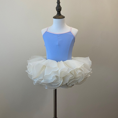 芭蕾舞蹈女美背拼色吊带儿童连体服内搭夏季中国舞考级体操练功服