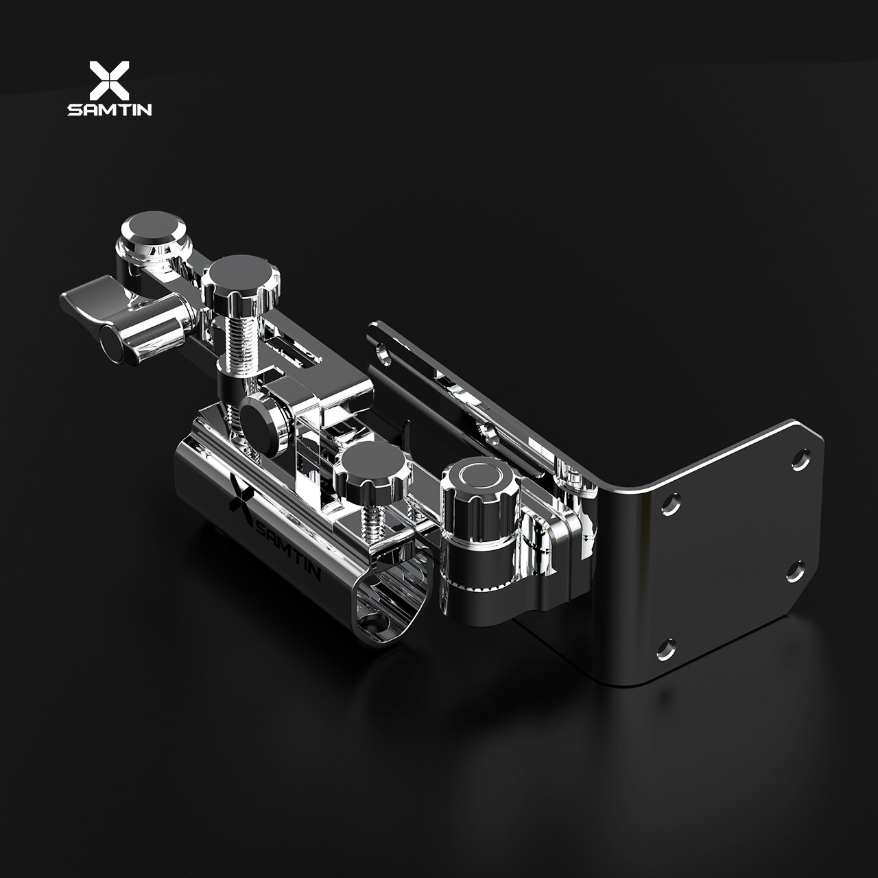 不锈钢拐角炮台钓箱配件大物竿炮台架摆臂左右万向前置支架座