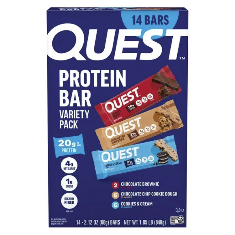 美国直邮Quest Protein Bar巧克力蓝莓燕麦蛋白棒能量棒饼干代餐