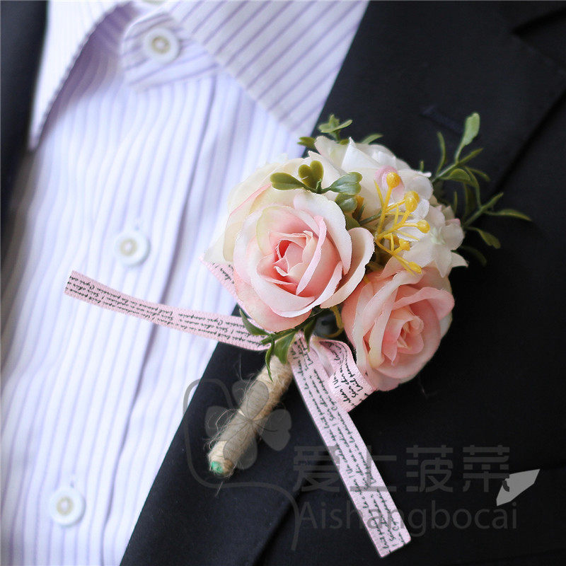 欧式新郎胸花结婚伴郎男士商务襟花仿真花朵会议活动唯美森系西式
