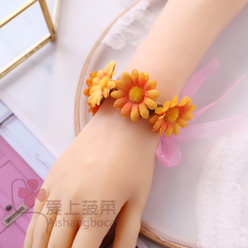 节日表演手腕花向日葵手花朵手环儿童跳舞蹈道具花环雏菊仿真花