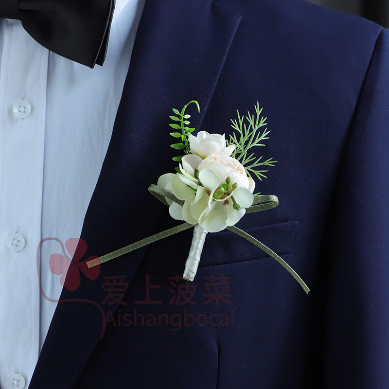 简约男童西装胸花仿真花商务会议嘉宾婚礼迎宾贵宾新郎新娘结婚