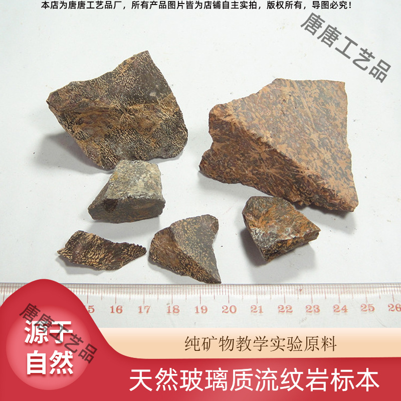 天然玻璃质流纹岩 菊花石原料教学原石 摆件收藏岩石矿物标本
