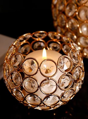 法式浪漫创意水晶球形烛台婚庆烛光晚餐装饰摆件家居香薰蜡烛