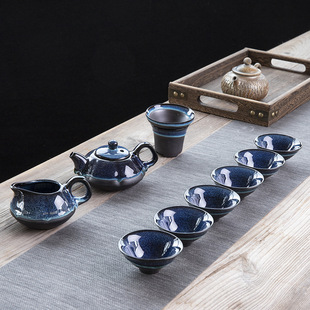 厂家窑变10头天目德化茶壶陶瓷钧瓷茶具套装商务礼品ogo