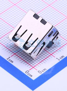 USB连接器 901-332A1028D10100 插件 A/F90度外扣铜壳鱼叉脚有卷