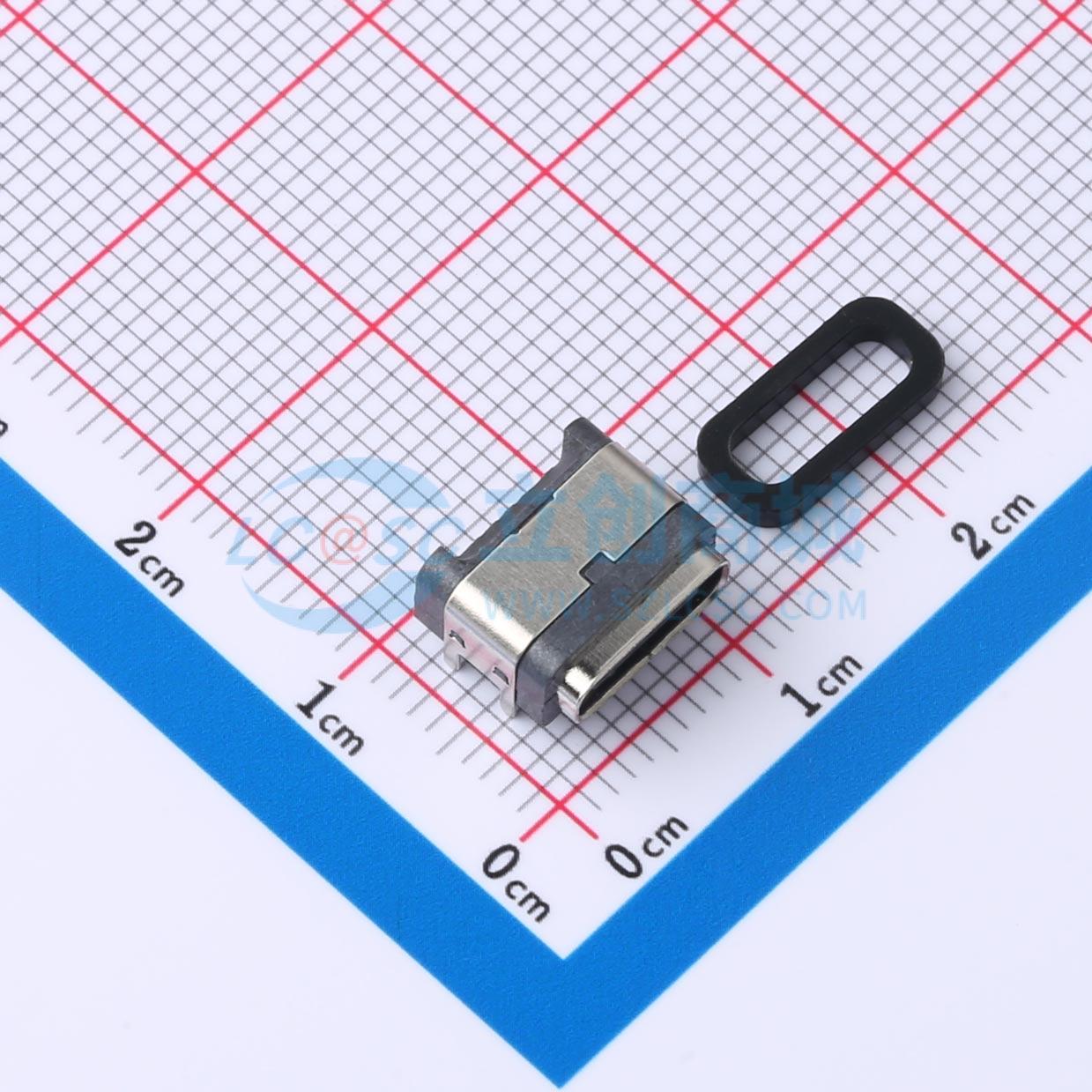 USB连接器 ZX-TYPEC-WTM648-2 SMD 2件套IPX6防水10.0x6.65x4.66m