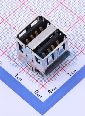 USB连接器 GT-USB-2036-SBG15 插件 双层AF沉板；黑色胶芯；不锈