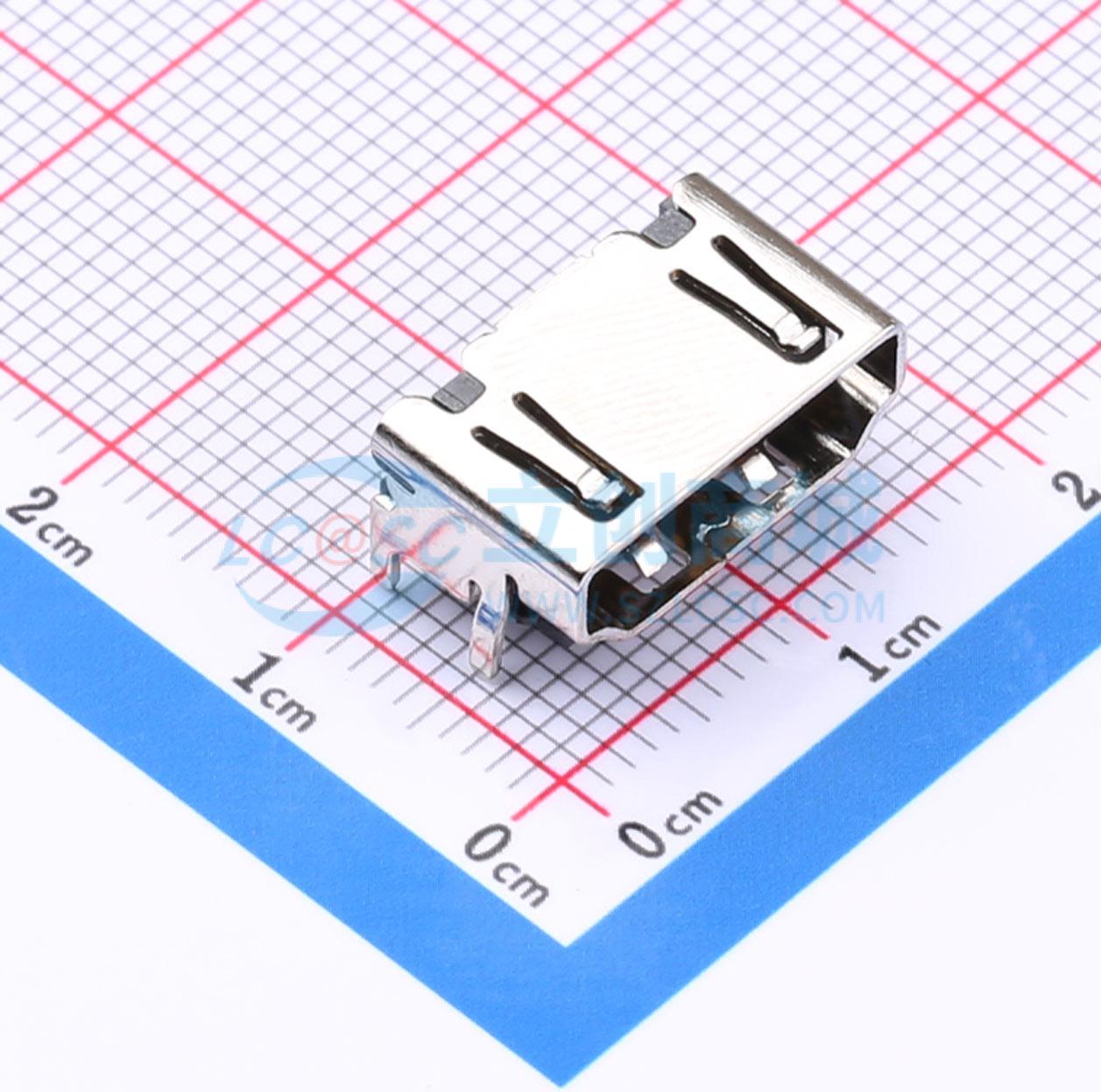 10029449-001RLF SMD HDMI 母 19P 卧贴 D-Sub/VGA连接器
