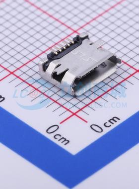 USB连接器 U-MICRM05P-BF00 SMD 带柱 卷边 铜 Micro-B 卧贴 原装