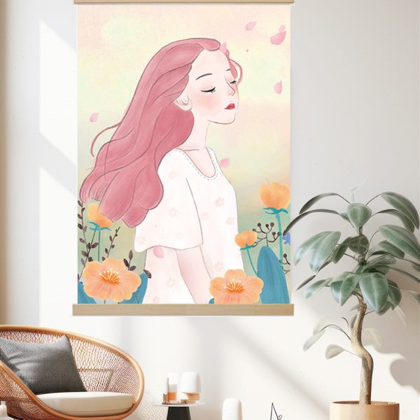 挂画装饰背景墙定制田园唯美卡通油画布艺画中式茶室布置高级感图片