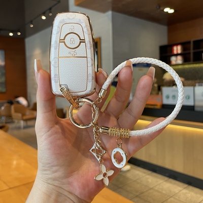 福特蒙迪欧钥匙套锐际锐界探险者车福克斯合简约壳扣包高档男女士