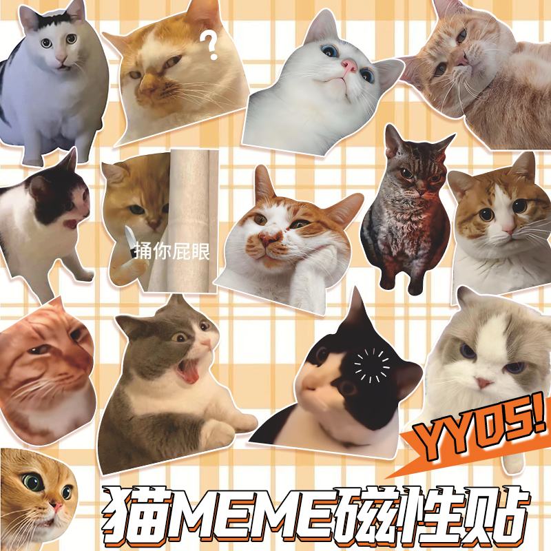 可爱搞笑迷因MEME猫猫咪贴个性创意磁贴车贴笔记本行李箱汽车贴纸