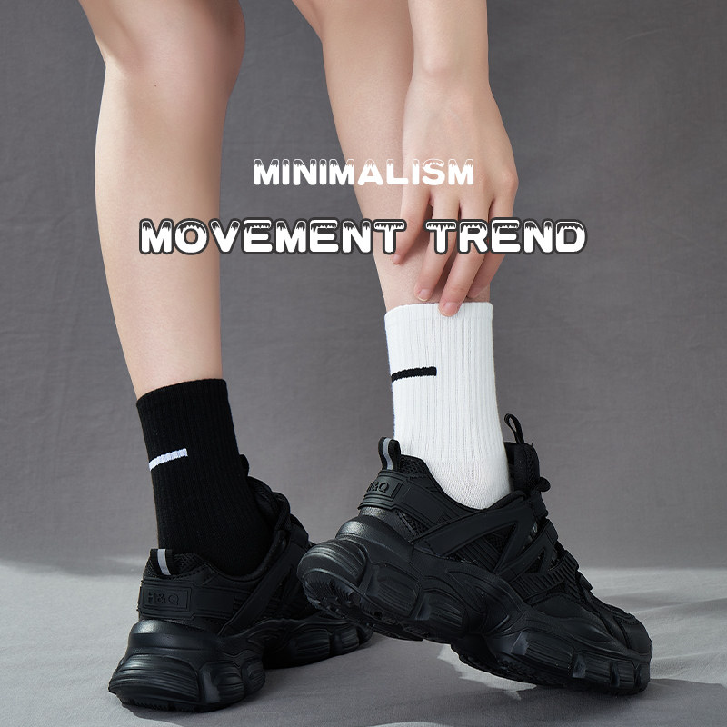 黑白色男女袜秋冬款中筒情侣袜透气运动百搭老爹鞋简约长筒外穿袜,女士内衣/男士内衣/家居服,中筒袜,淘宝优惠券,粉丝福利购,淘宝优惠卷