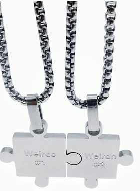 POYO扫码可存照片Weirdo怪人几何拼图情侣项链潮男女钛钢拼接吊坠