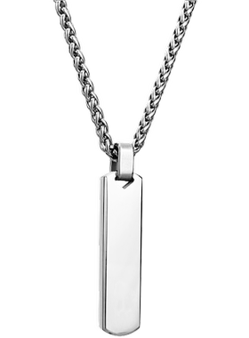 男女简约高抛光钛钢长方条项链
