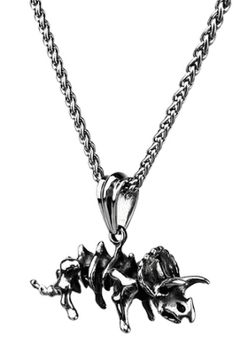 复古钛钢男女三角恐龙骨架项链