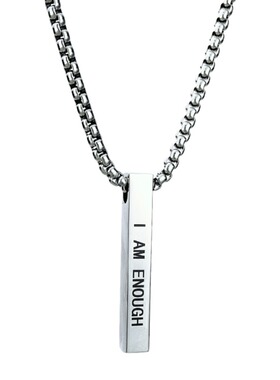 男女高抛光钛钢简约几何方柱项链