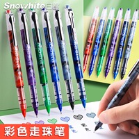 白雪彩色直液式走珠笔学生专用中性笔红速干黑色高颜值刷题做笔记考试学习用品蓝大容量签字笔商务高档水笔绿