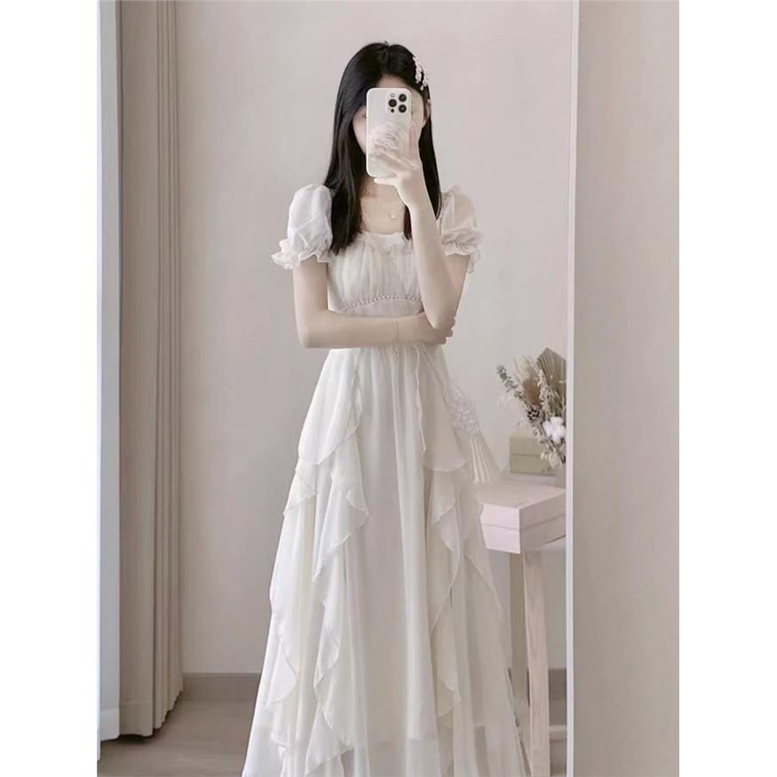 法式白色高级感仙女连衣