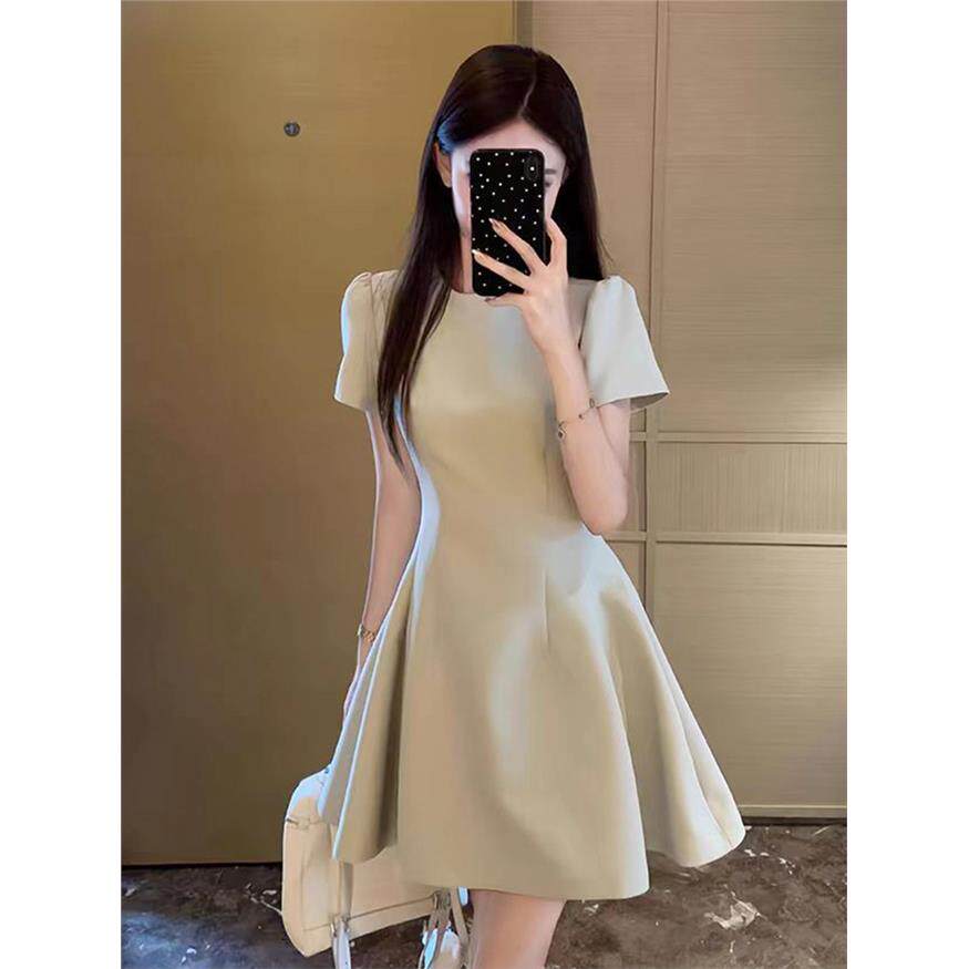绿色短袖连衣裙子女夏季